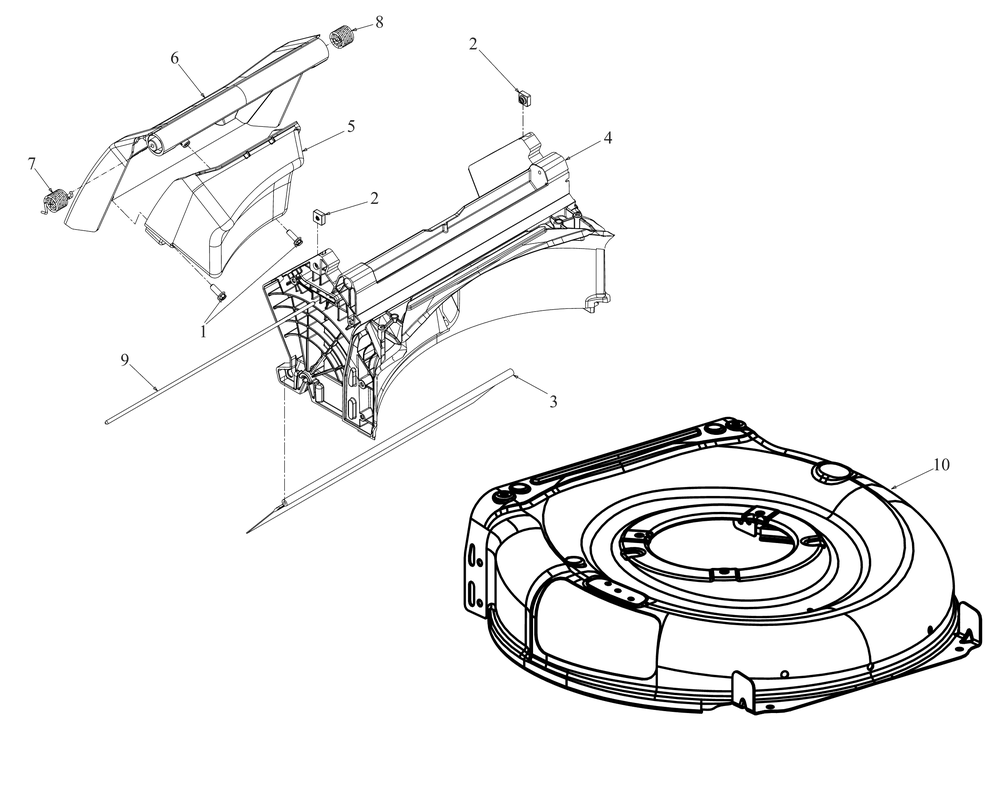 Deck Assembly Diagram and Parts List for SCP21E (18AEB9C5B10)(2021) Cub Cadet Lawn Mower